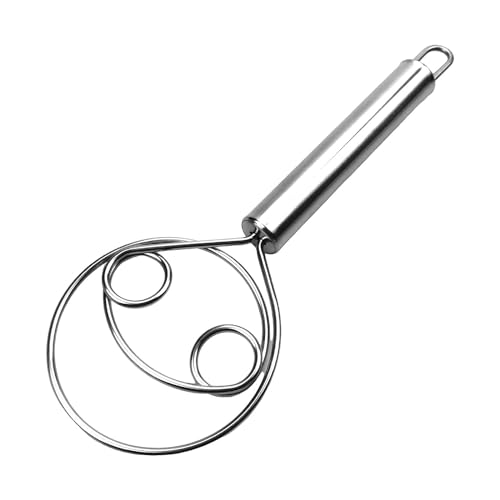 DHIBION Stainless Steel Dough Whisk Manual Bread Whisk Non-Slip Heat Resistant Dough Whisk,Dough Mixer Hand Tool for Bread, Batter and Pastry (Pack of 1) - Image 1