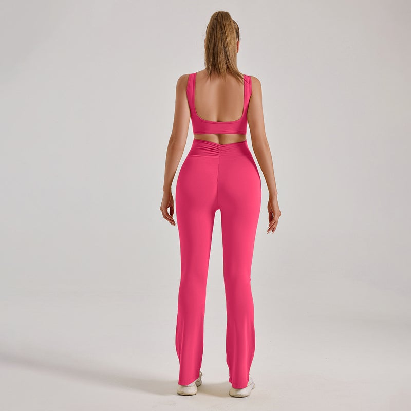 Cross-border zone Europe and the United States new fashion tight yoga jumpsuit hollow back slim slim jumpsuit Distilled coffee - Image 3