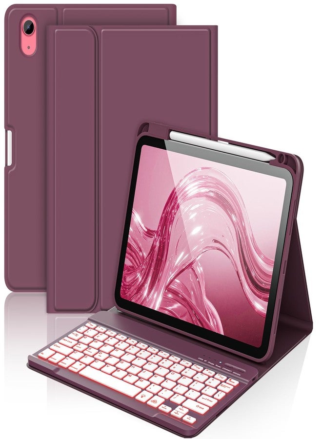 amzcase جراب aMZCaSE لجهاز iPad A16 من الجيلين الحادي عشر والعاشر مع لوحة مفاتيح - جراب قابل للفصل بإضاءة خلفية بسبعة ألوان مع حامل قلم، متوافق مع iPad (A16) الجيل الحادي عشر 2025 والجيل العاشر 10.9 بوصة 2022، أسود - Image 1