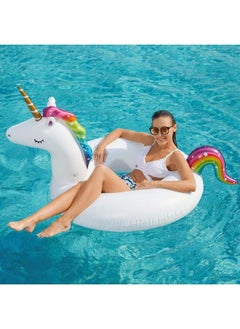 Jasonwell Inflatable Unicorn Flamingo Pool Floats Jasonwell 2 Pack Pool Floaties Inflatables Rafts For Swimming Pool Tubes For Floating Lake Beach Floaty Swim Rings Pool Party Toys For Adults Kids  - Image 4