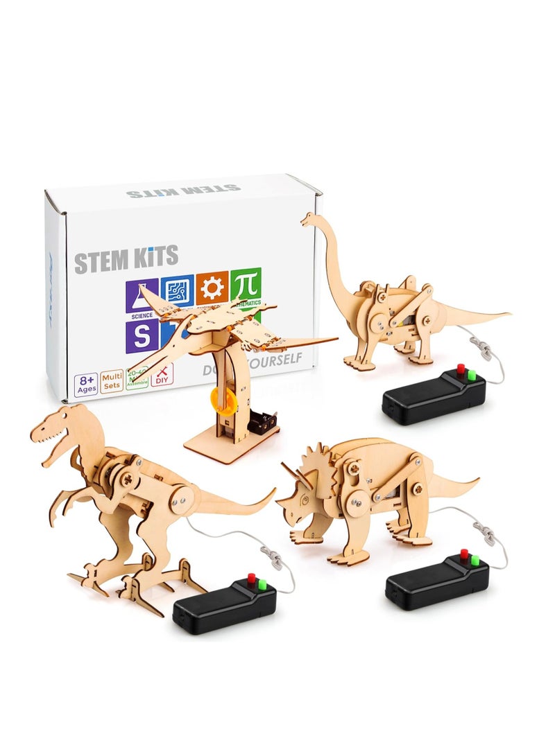 KASTWAVE 4 Pack Dinosaur Toys for Kids 8-12, STEM Kits, Boys Toys Age 8-10, 3D Wooden Puzzle Robotic Model, Educational Science Building Projects Crafts, Gifts for Boys Girls 8 9 10 11 12 Years Old - Image 1