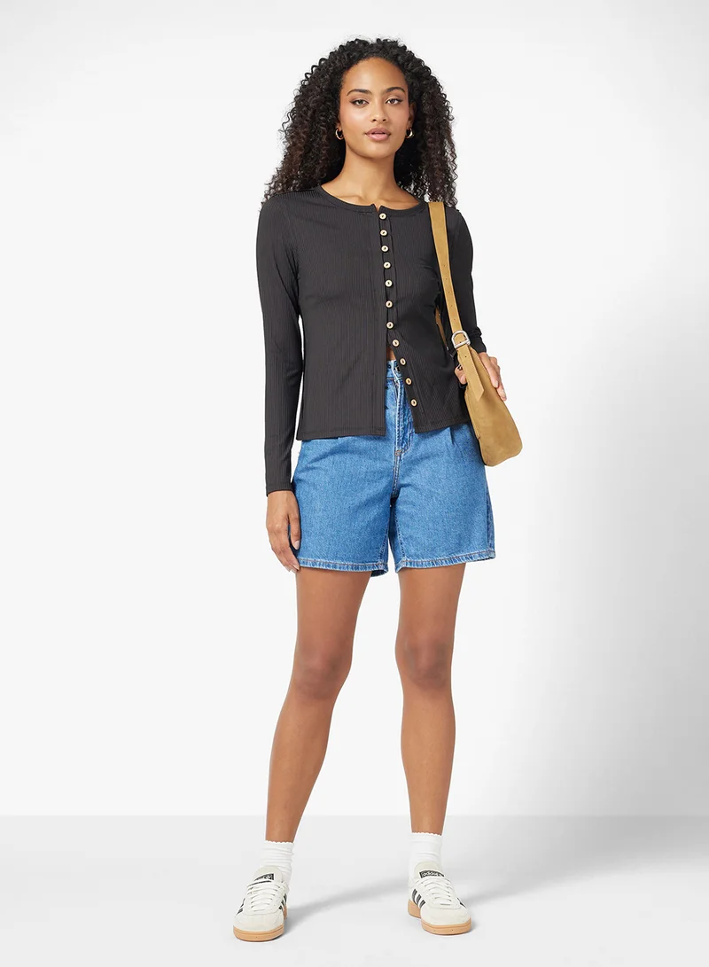 Ginger Light Knit Button Up Fitted Cardigan