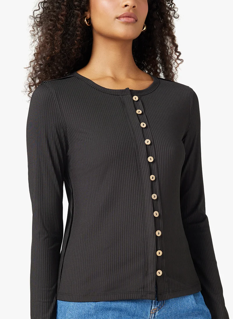 Ginger Light Knit Button Up Fitted Cardigan
