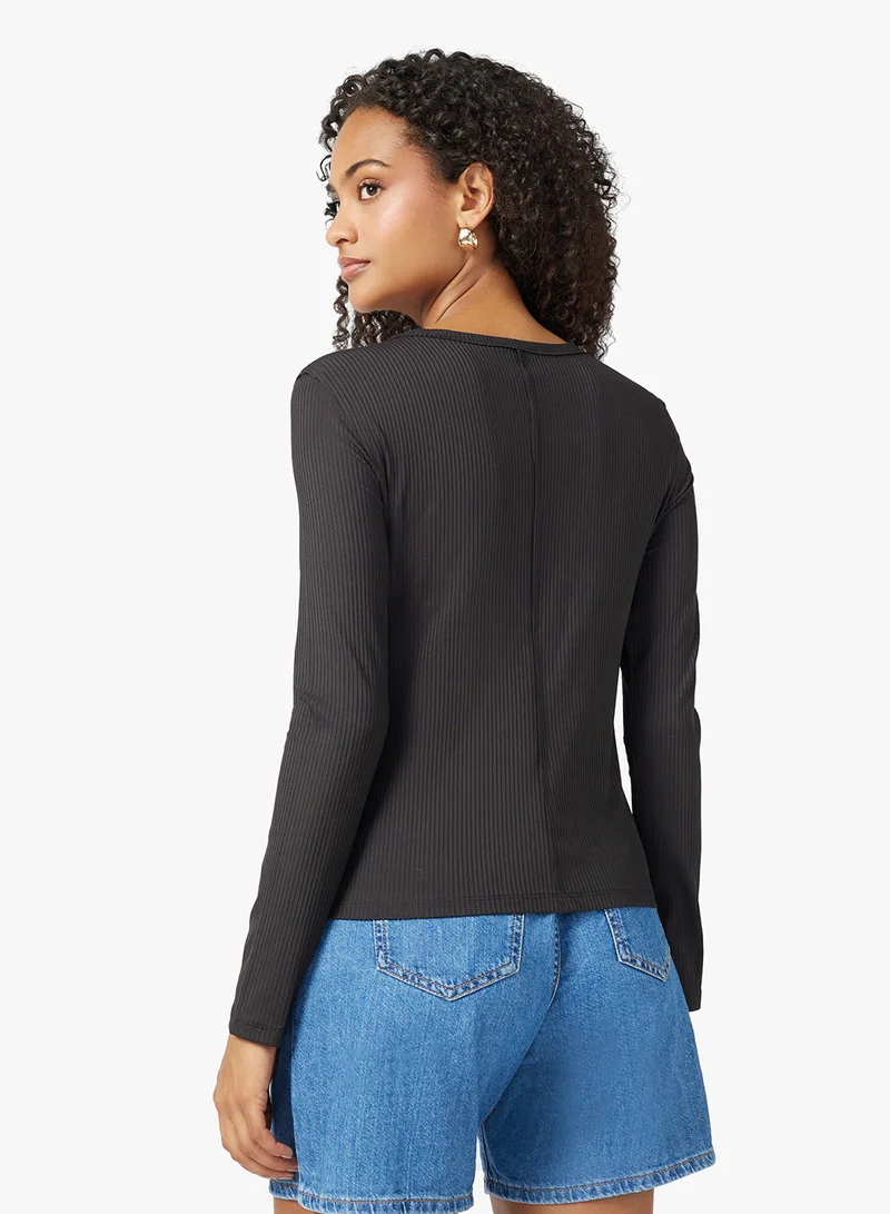 جينجر Light Knit Button Up Fitted Cardigan