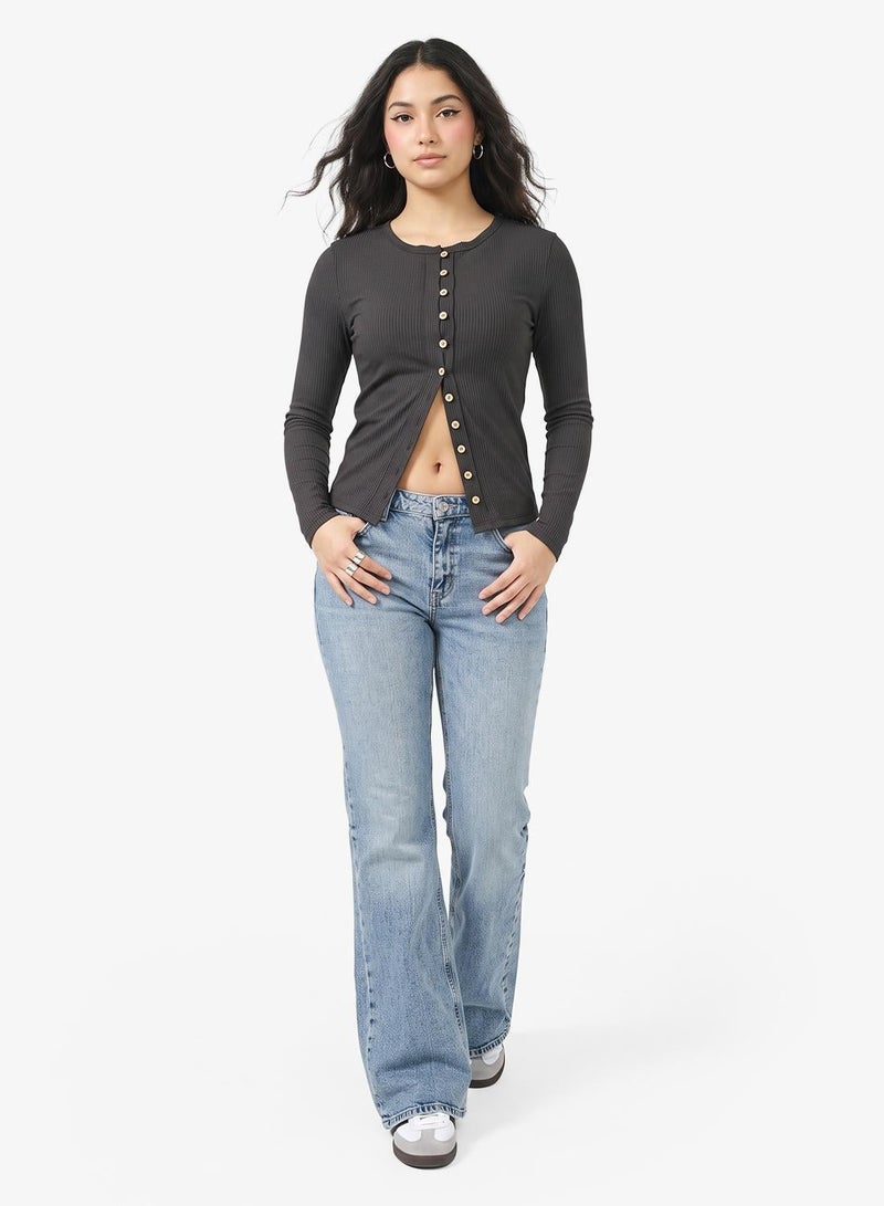 Ginger Light Knit Button Up Fitted Cardigan - Image 1