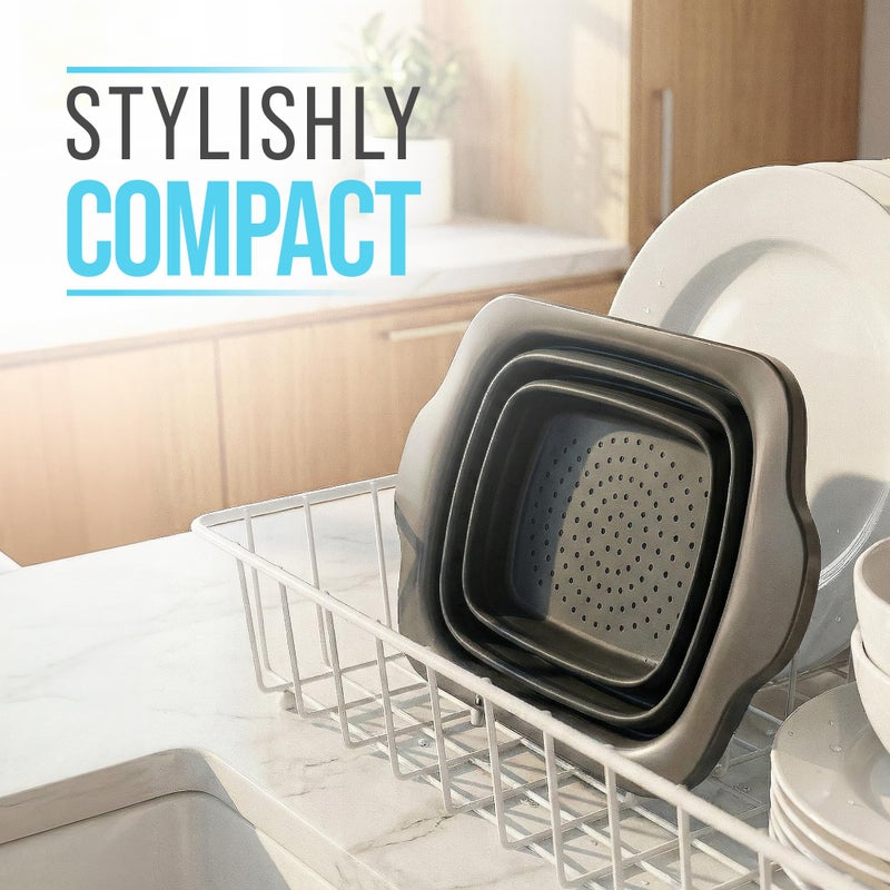 Comfify Over-the-Sink Colander with Handles â€“ Sleek Plastic Black Kitchen Strainer for Pasta, Vegetables & Fruits â€“ Space-Saving Design â€“ 17.1 x 10.2 x 1.75 Inches - Image 2