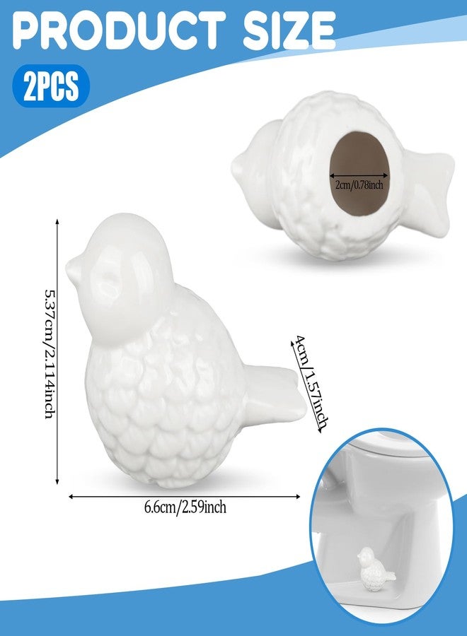 SynHHergyx Ceramic Toilet Bolt Covers 2 Pcs Cute Bird Ceramic Covers for Toilet Bolts White Small Bird Toilet Bolt Decorative No Tools Required Easy Installation - Image 2