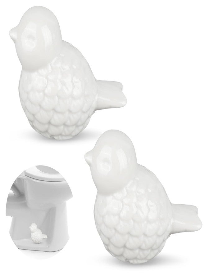 SynHHergyx Ceramic Toilet Bolt Covers 2 Pcs Cute Bird Ceramic Covers for Toilet Bolts White Small Bird Toilet Bolt Decorative No Tools Required Easy Installation - Image 1