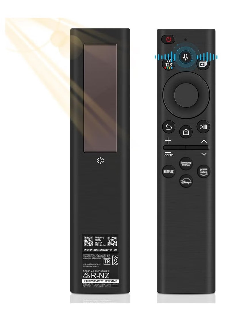 ELTRAZONE BN59-01385A Solar Voice Remote Control for Samsung TV – Universal Rechargeable Remote with USB-C and Solar Charging, 4 Shortcut Buttons, Ergonomic Design, Compatible with 2021-2022 Samsung Neo QLED, LED, and Smart 4K Ultra HD TVs - Image 1