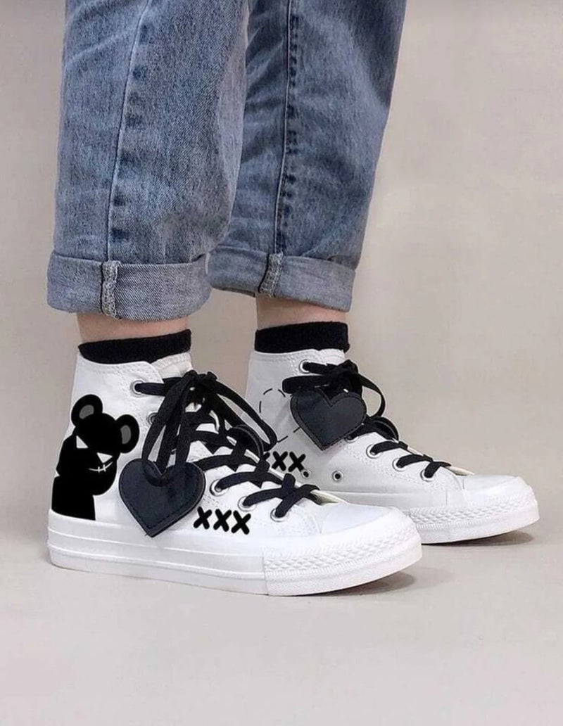 Amazoon Desing Amazon Design Night Bear Printed Heart Detail Children's Linen Shoes Sneaker  - Image 3