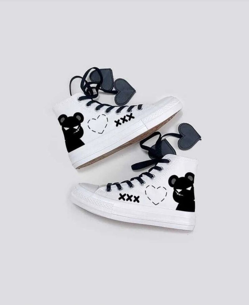 Amazoon Desing Amazon Design Night Bear Printed Heart Detail Children's Linen Shoes Sneaker  - Image 1
