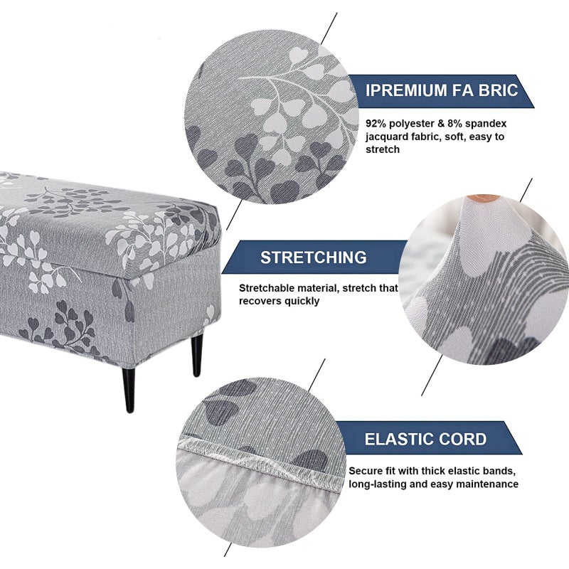 FUANGUI Ottoman Cover Stretch Storage Ottoman Bench Slipcover Printed Folding Storage Bench Ottoman Cover Footrest Stool Slipcover Footstool Protector Cover with Elastic Bottom, Large - Image 3