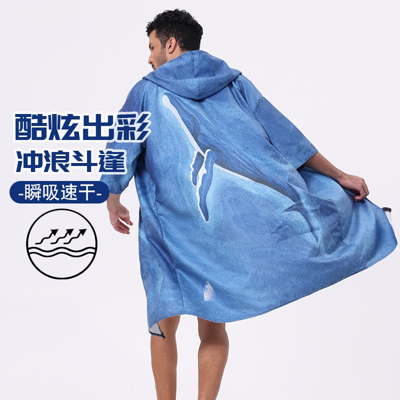 2025 Xiyin Quick-Drying Beach Hooded Bath Towel Cape Swimming Equipment Surf Changing Bathrobe - Image 4