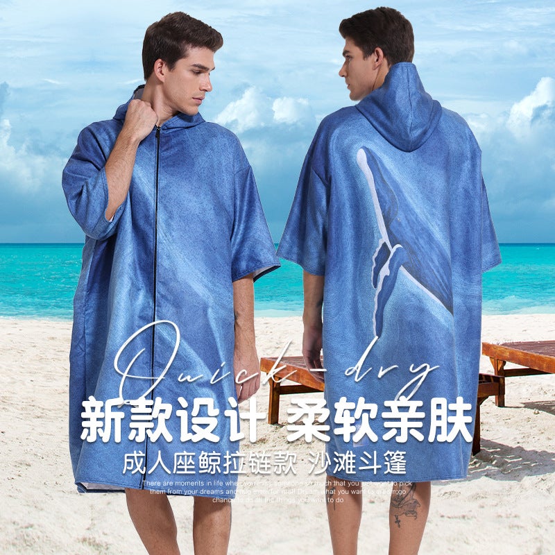 2025 Xiyin Quick-Drying Beach Hooded Bath Towel Cape Swimming Equipment Surf Changing Bathrobe - Image 2