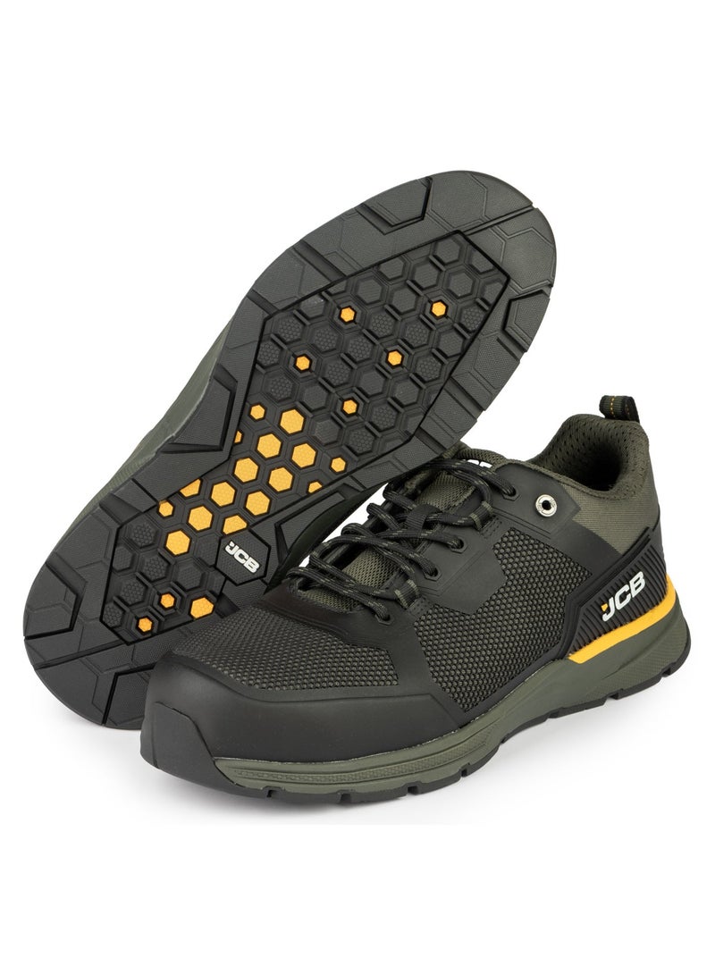 JCB Lace-Up Safety Sneaker – Alloy Toe, Waterproof, Puncture Resistant, Anti-Static, Oil & Slip Resistant | JCB-0014C – Black/Olive - Image 2