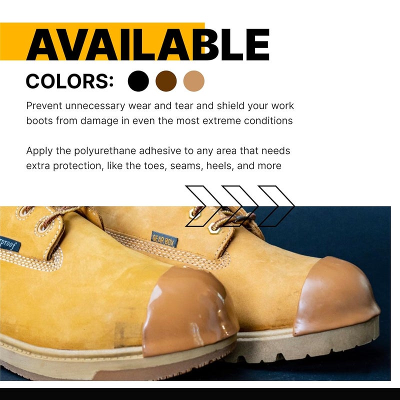 Tuff Toe Boot Toe Protector V2 Adhesive, Extra Strong Shoe Glue Toe Protectors for Shoes and Work Boots - Waterproof, Heat Resistant, Heavy Duty Protective Layer and Shoe Repair Kit - Covers 2 Shoes, Color Tan - Image 5