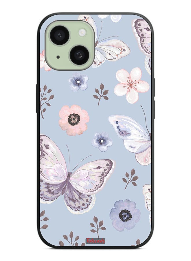 Tolwak Apple iPhone 15 Plus Protective Case Cover Butterflies And Flowers - Image 2