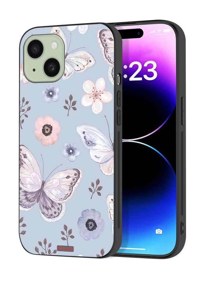 Tolwak Apple iPhone 15 Plus Protective Case Cover Butterflies And Flowers - Image 1