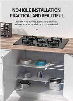 Beirui Adjustable Closet Organizer, Closet Divider, Storage Shelf, Wall Mounted Kitchen Shelf Closet Decorative Shelves, Expandable Rod Closet System, Space Saving Tier Separator Divider  - Image 4