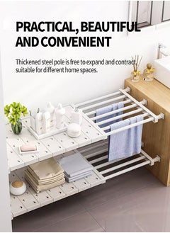 Beirui Adjustable Closet Organizer, Closet Divider, Storage Shelf, Wall Mounted Kitchen Shelf Closet Decorative Shelves, Expandable Rod Closet System, Space Saving Tier Separator Divider  - Image 2