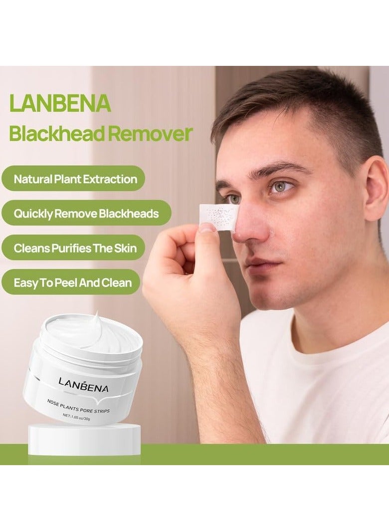 LANBENA LANBENA Blackhead Remover Mask, LANBENA Blackhead Strips Blackhead Mask Peel off Mask Facial Pore Cleanser Purifying Face Mask Nose strips (1.05 Ounce) - Image 3