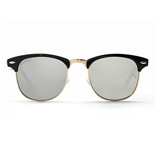 AEVOGUE Polarized Sunglasses For Women And Men Semi Rimless Frame Retro Sun Glasses AE0369 (Black&Silver) - Image 3