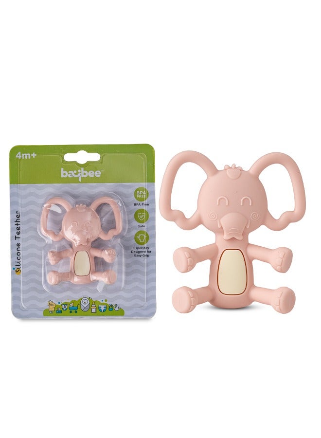 Elephant Silicone Teether For Baby Bpa Free Food Grade Silicone Teether For Babies To Soothe Their Gums Easy To Grasp Chewing Toy Teething Toys Baby Teether For 6 To 12 Months Baby Infant Pink