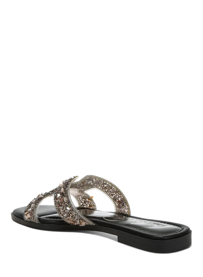 London Rag Black Rhinestone Detail Cut-Out Flats