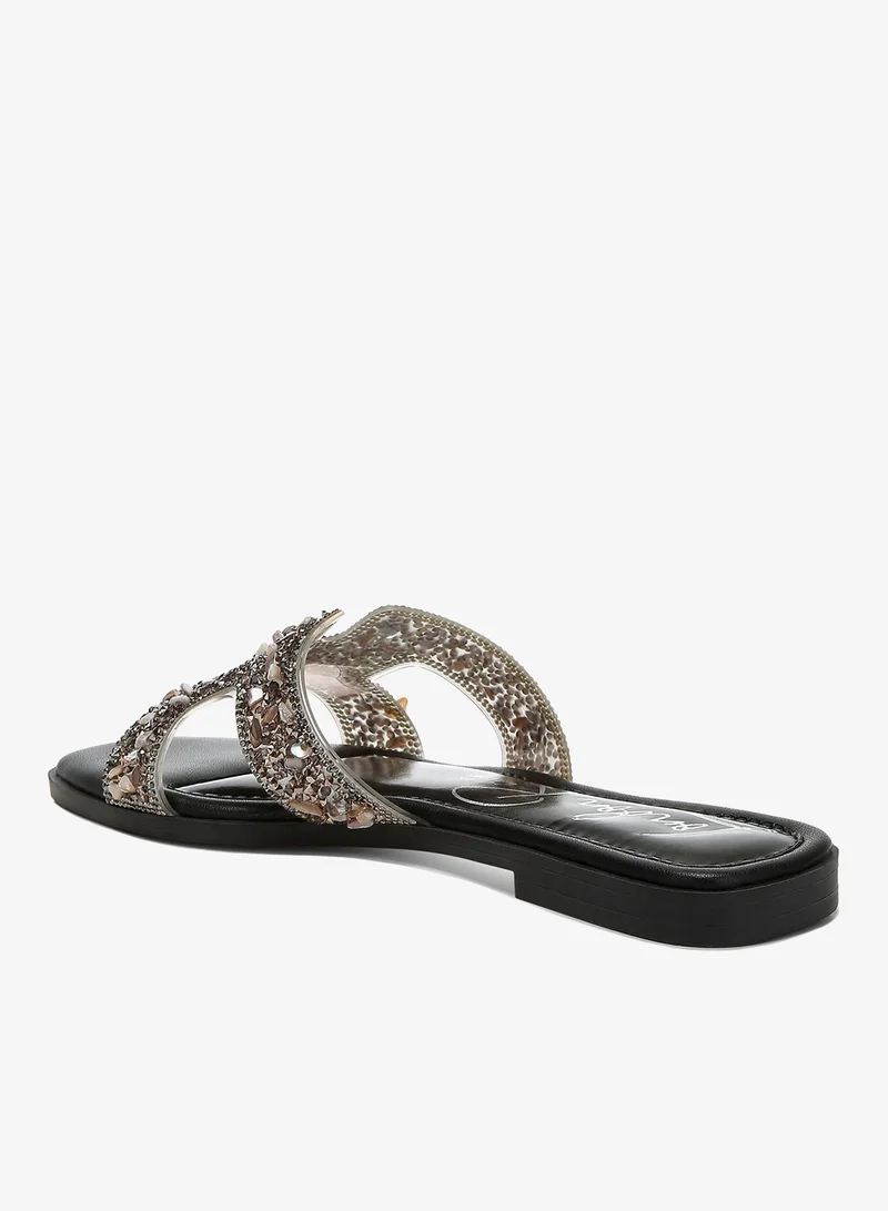 London Rag Black Rhinestone Detail Cut-Out Flats
