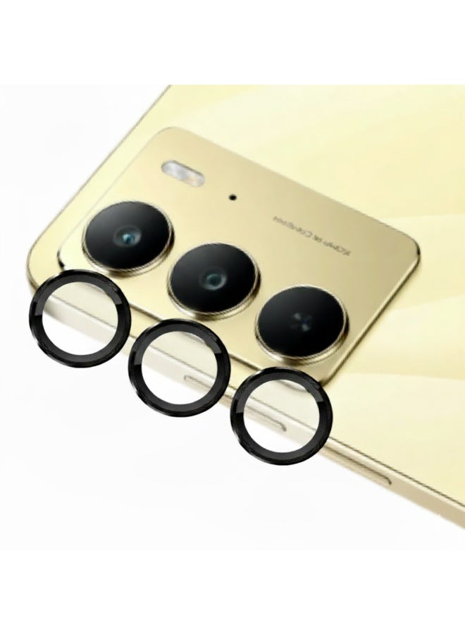 Glass Camera Lens Frame Protector Compatible For Realme C75 - Black - Image 1