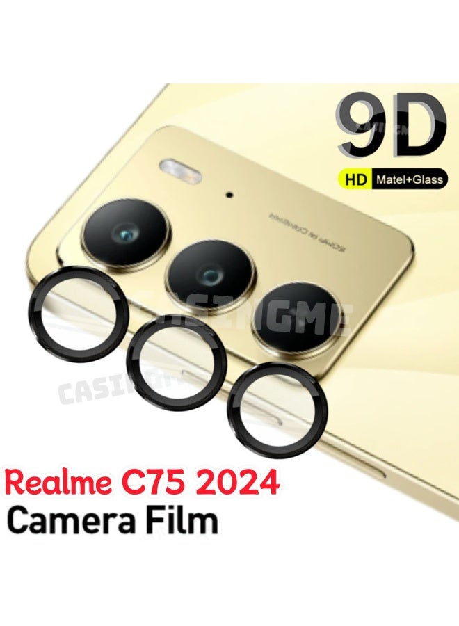 Glass Camera Lens Frame Protector Compatible For Realme C75 - Black - Image 4