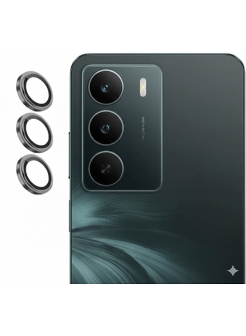 Glass Camera Lens Frame Protector Compatible For Realme C75 - Black - Image 5