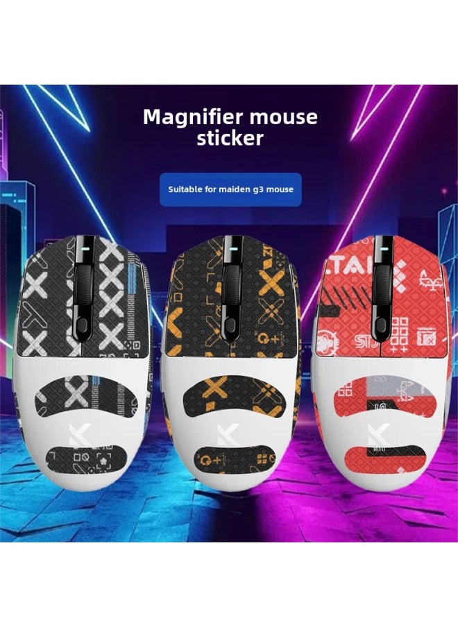 Generic - For Mai From G3 Mouse Anti-slip Stickers G3Pro Stickers Max Sweat-absorbent Stickers Ultra Anti-slip Stickers Special Full Package-Color: One Red Printed Mouse Sticker - Image 1