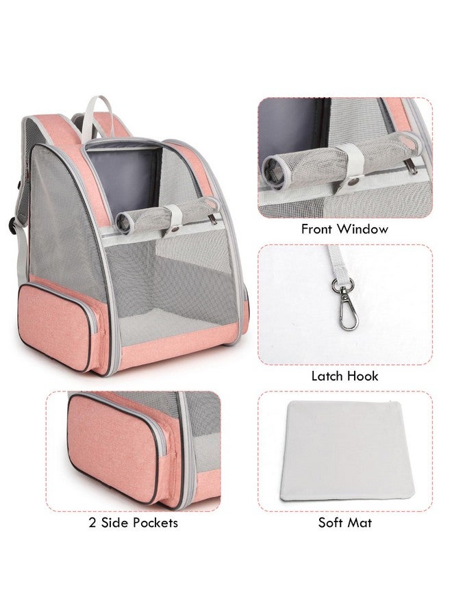 SSAWcasa Cat Backpack Carrier, Large Pet Backpack with Kitten Wand Feather Toy for Medium Small Dog Cat Puppy Kitty Bunny up to 15lbs, Ventilated Mesh Dog Travel Carrier for Hiking Walking Outdoor Use (Pink) - Image 2