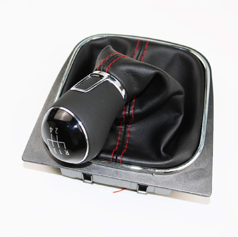 QASULER 5 Speed Gear Shift Knob with Leather Handle - Image 1