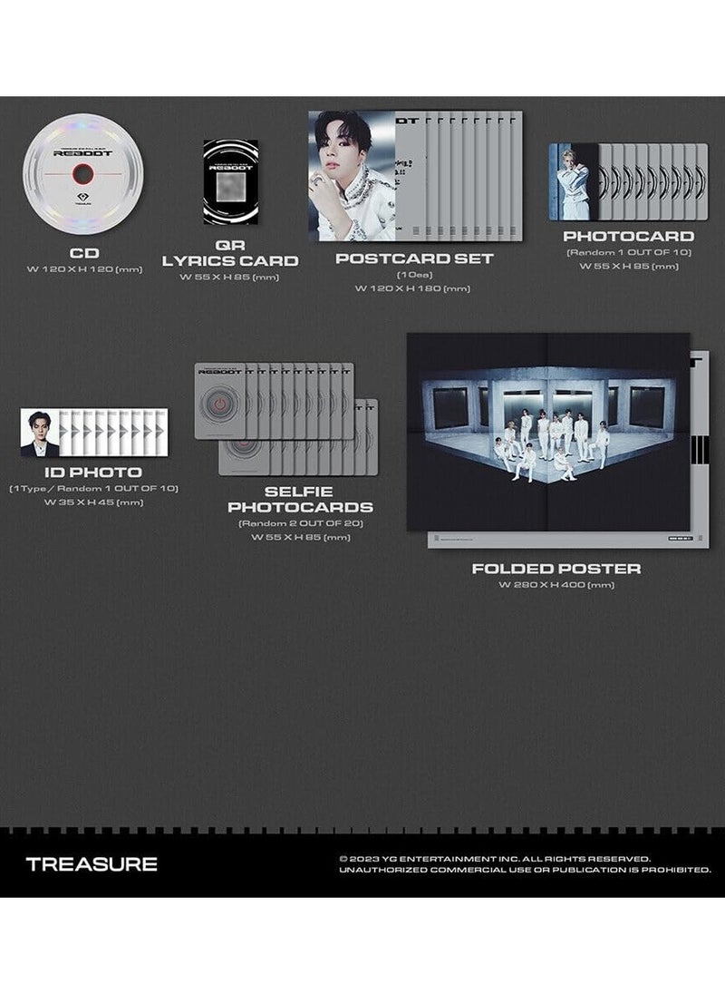 Treasure Treasure 2nd Full Album Reboot Photobook Version 2 Kpop Album with Photocard Selfie Card Folded Poster and More  - Image 3