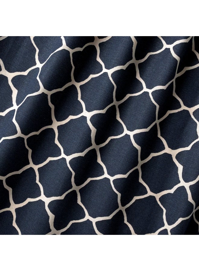 Geometric Pattern Window Curtains Pair with Heading Tape - 2 Pieces, Navy Blue/White, 145 x 250 cm - Image 5