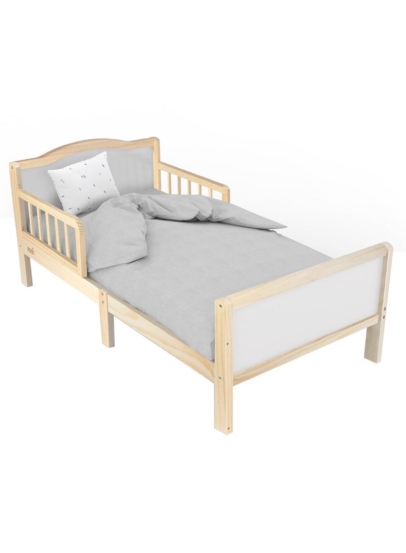 MOON Wooden Toddler Bed(143 x 73 x 60)-Natural wood , Moon Ventiflow Mattress 140 X 70 X 10 cm,Toddler- White - Image 3