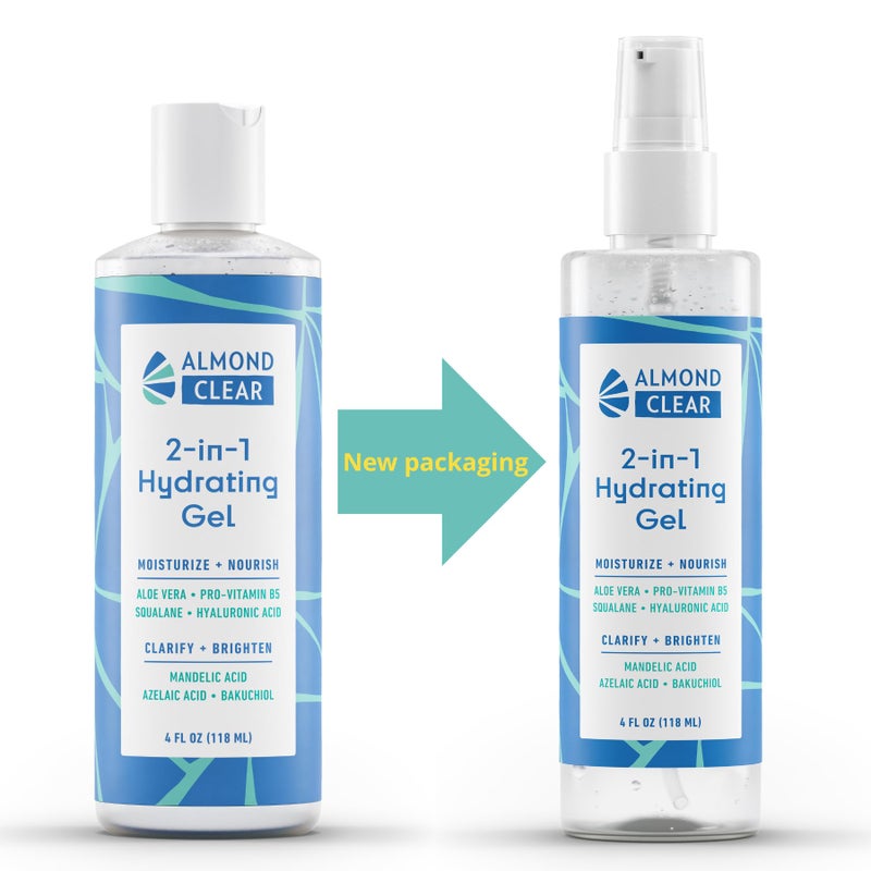 Almond Clear 2-in-1 Hydrating Gel | Lightweight Mandelic Acid Moisturizer for Oily, Blemish-Prone Skin | Aloe Vera, Squalane, Hyaluronic Acid, Mandelic Acid, Bakuchiol | 4 oz - Image 2