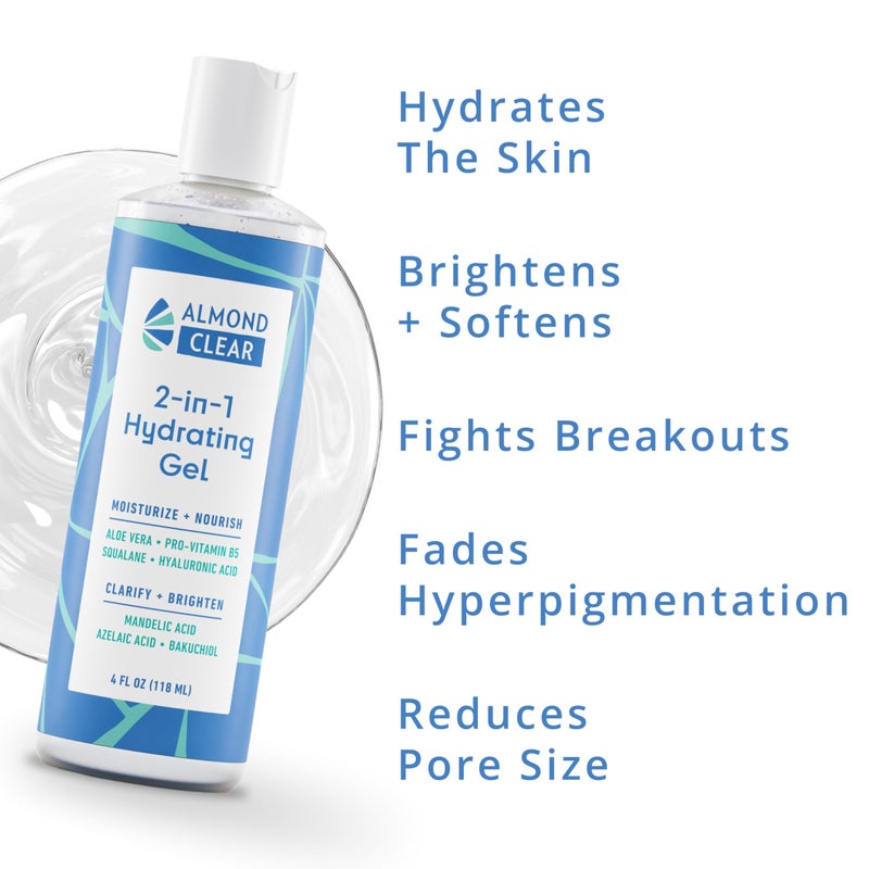 Almond Clear 2-in-1 Hydrating Gel | Lightweight Mandelic Acid Moisturizer for Oily, Blemish-Prone Skin | Aloe Vera, Squalane, Hyaluronic Acid, Mandelic Acid, Bakuchiol | 4 oz - Image 3