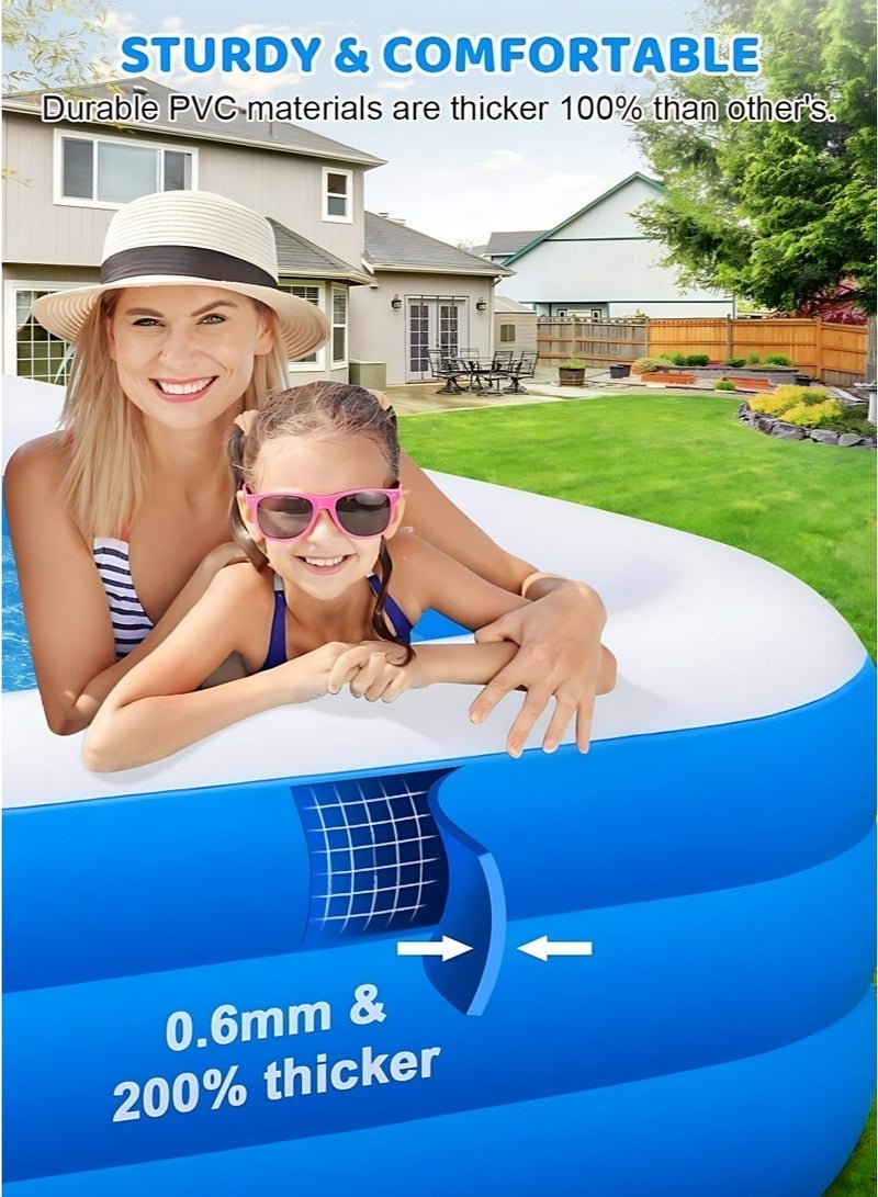 Inflatable Swimming Pool for Kids & Family, 150 x 105 x 55 cm Large Blow Up Pool, Thickened 3-Layer PVC, BPA-Free Portable Backyard Pool with Soft Inflatable Base, Easy Inflate & Drain for Garden, Patio & Outdoor Summer Fun - Image 4