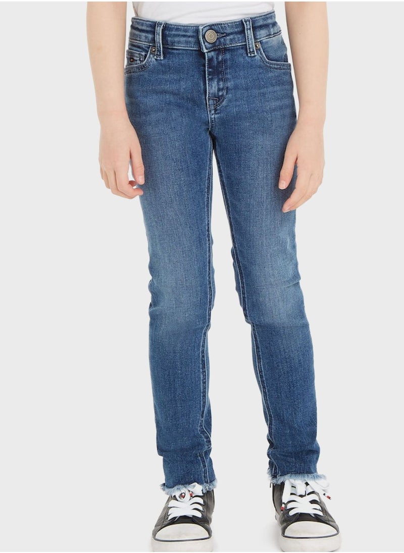 TOMMY HILFIGER Kids Dark Wash Slim Fit Jeans  - Image 1