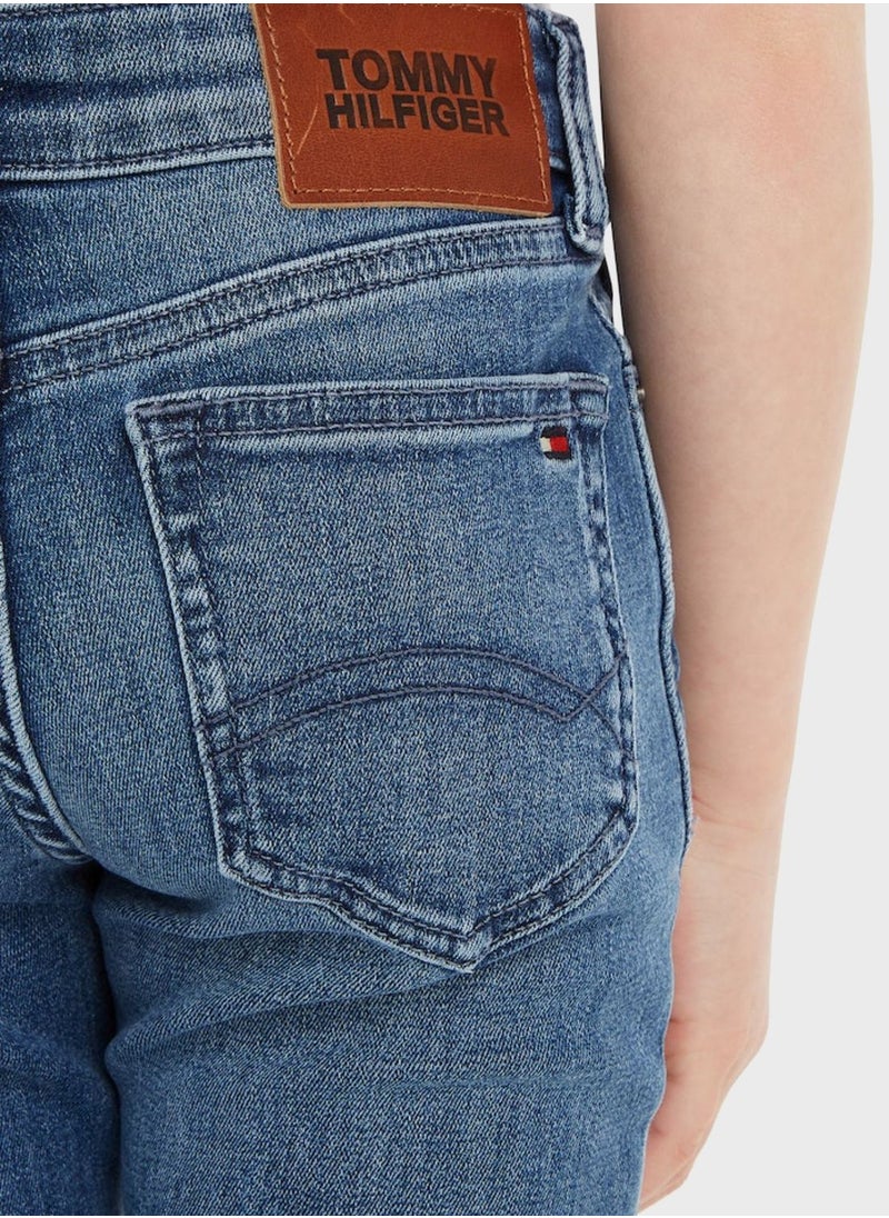 TOMMY HILFIGER Kids Dark Wash Slim Fit Jeans  - Image 3