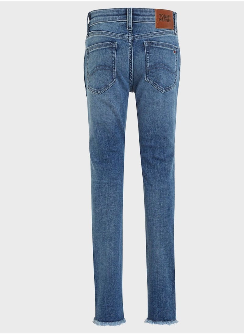 TOMMY HILFIGER Kids Dark Wash Slim Fit Jeans  - Image 5