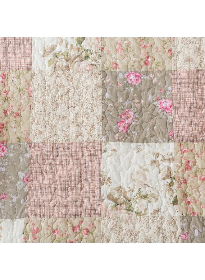 SLPR Cotton Quilted Throw Blanket 50 x 60 Floral Farmhouse Patchwork Quilt Shabby Chic Patchwork Throw Lap Quilt for Couch Secret Garden - Image 5
