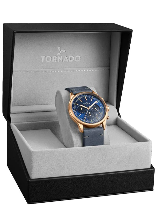 تورنيدو Men's Leather Multi Function Watch T24108-RLNN - 42.4 mm