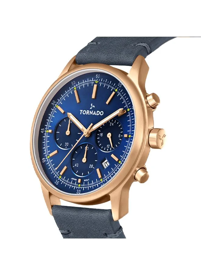 تورنيدو Men's Leather Multi Function Watch T24108-RLNN - 42.4 mm