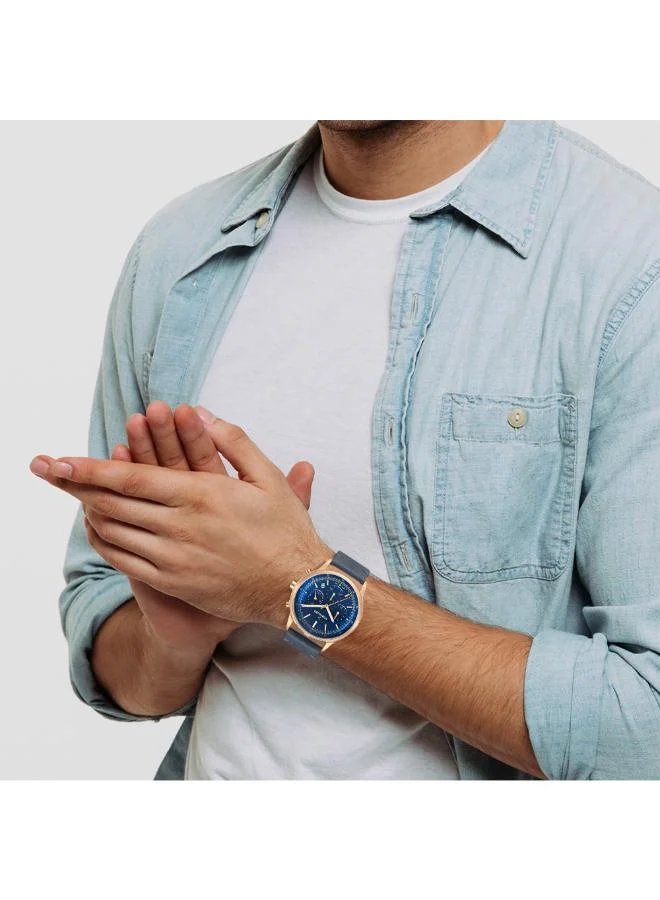 تورنيدو Men's Leather Multi Function Watch T24108-RLNN - 42.4 mm