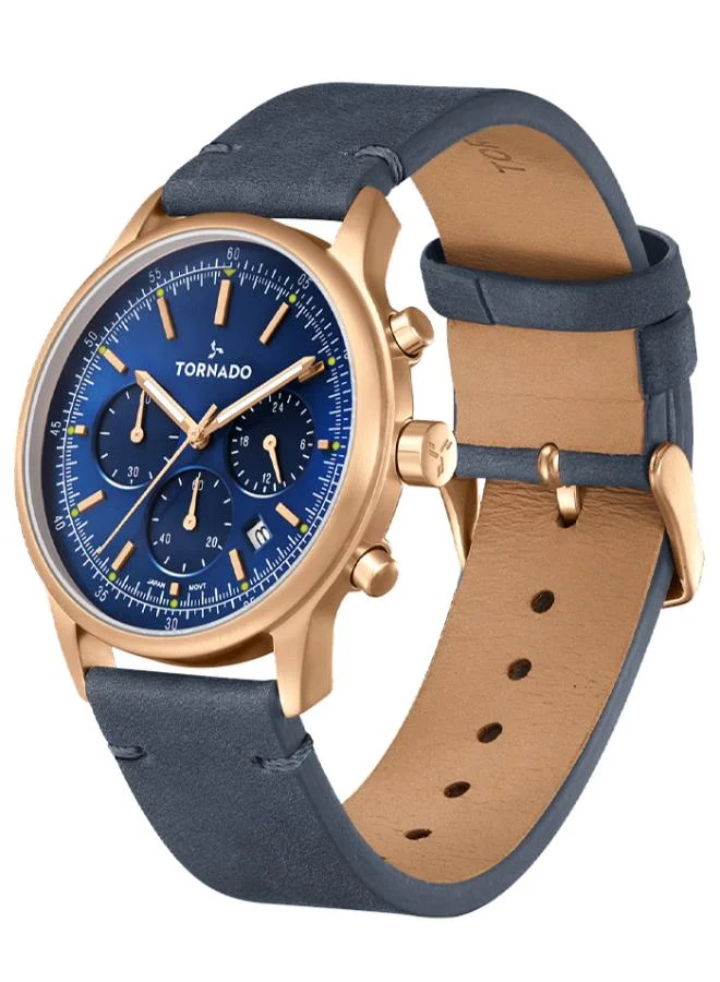 تورنيدو Men's Leather Multi Function Watch T24108-RLNN - 42.4 mm