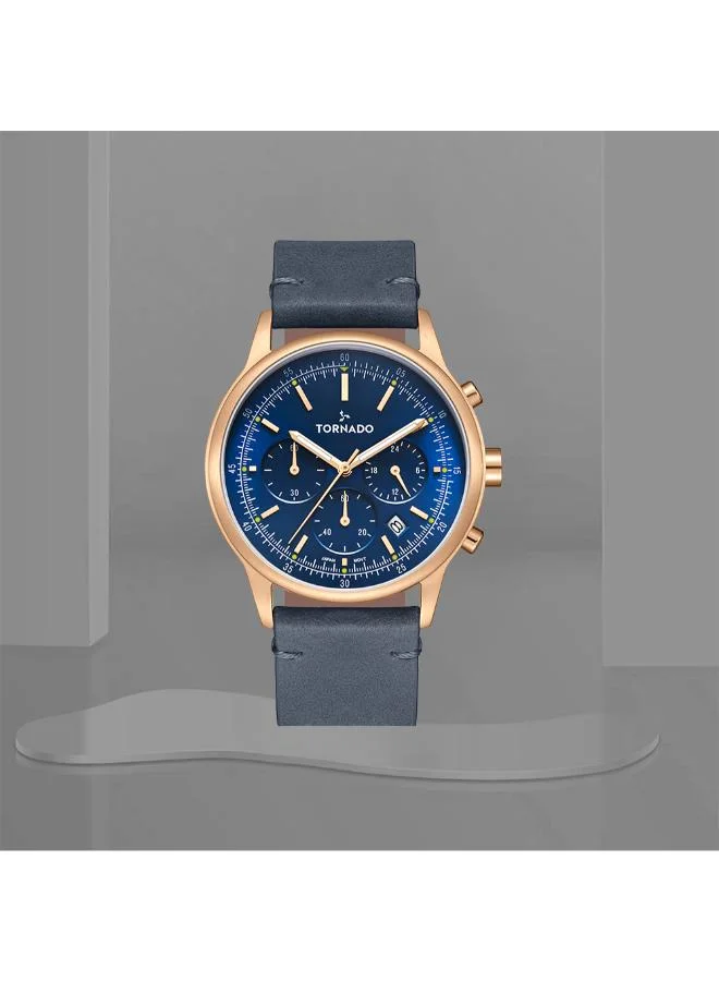 تورنيدو Men's Leather Multi Function Watch T24108-RLNN - 42.4 mm